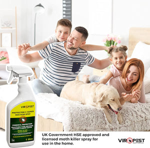 ViroPest Carpet Beetle and Moth Killer 1 litre Spray - HSE tested & approved